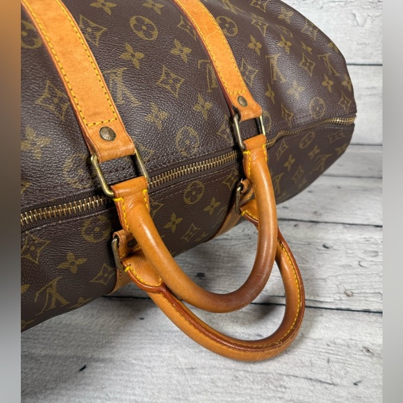 Louis Vuitton Keepall 45 brown monogram canvas leather travel duffle bag - Picture 6 of 12